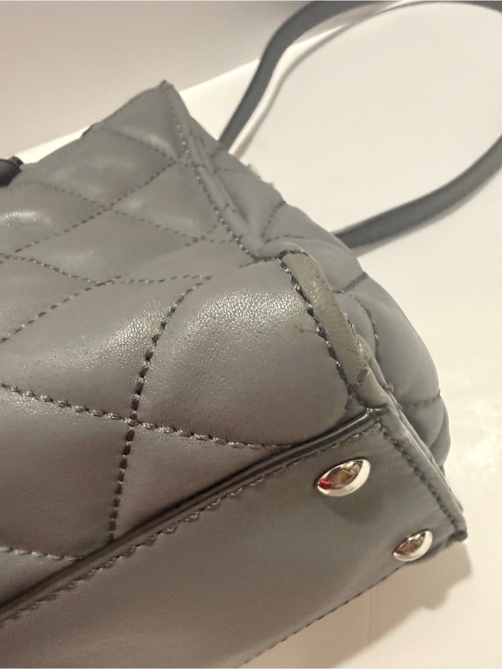 Michael Michael Kors Gray Quilted Leather Satchel Crossbody - Picture 7 of 14